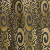 Designart' Black And Gold Swirl I ' Mid-Century Modern Curtain Panel