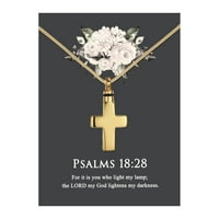 Anavia Cross kremacija nakit od nehrđajućeg čelika spomen ogrlica urne za uspomenu na čovjeka saPsalmi 18: 28 komforna kartica-[srebro]