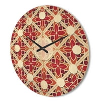 Designart 'Floral Retro Pattern VI' Moderni drveni zidni sat sredinom vijeka
