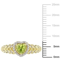 Miabella ženski karat T. G. W. Peridot i dijamantski naglasak 10kt Halo srčani prsten od žutog zlata