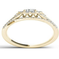 1-karatni TW Diamond Criss-Cross Shank Halo 14kt set Zaručničkog prstena od žutog zlata