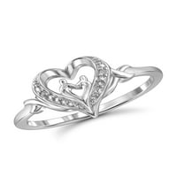 JewelersClub mama prsten srebra prsten za žene-Bijeli dijamanti Akcenti majka kćer prsten-majke dan pokloni