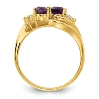 Primal Gold Karat Yellow Gold 6x Ovalni ametist i AA dijamantni prsten
