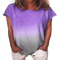 Voguele Dame Tee Gradient Color majica kratki rukav vrhom Ljetna majica Baggy bluza ljubičasta m