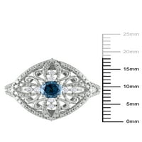 Karat T. W. plavo-bijeli dijamant 10kt filigranski prsten od bijelog zlata