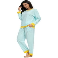 Unique Bargains ženska meka odjeća za okrugli vrat sa pantalonama kompleti pidžame za spavanje