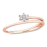 Miabella ženski dijamantski naglasak Rose Rodijum Platiran Sterling Silver Twist Open Promise Ring