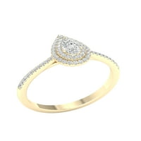 Imperial Ct TDW kruška dijamantski dvostruki oreol zaručnički prsten od 10k žutog zlata
