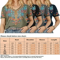 Prednjeg swwalk-a boemski cvjetni print ljetni vrhovi Boho casual majica kratki rukav tunik vrhova bluza