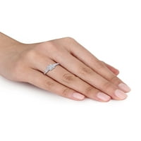 Carat T. W. dijamant izrezan i okruglo rezan dijamant 10kt oreol Svadbeni prsten od bijelog zlata