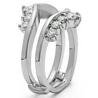 Bijeli safir u Sterling Silver prekrasna Chevron prsten čuvar Enhancer