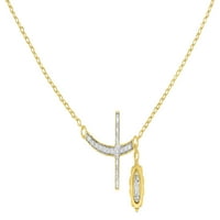 Brilliance Fine Jewelry 18k zlatni krst od srebra i Gospa od Guadalupe Privjesak Ogrlica