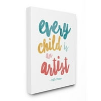 Stupell Industries Svako dijete je umjetnik Picasso citira šareni dizajn dizajniran od Jennifer McCully