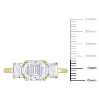 3-karatni T. G. W. Moissanite 10k zaručnički prsten od žutog zlata od 3 kamena