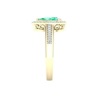 Carski dragi kamen 10k žutog zlata kruška smaragdni CT TW dijamantski Halo ženski prsten