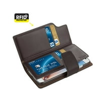 Reiko Flip RFID skrivena torbica za novčanik od prave kože za Samsung Galaxy S-Brown