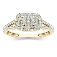 1 2ct TDW dijamant 10k dijamant od žutog zlata dvostruki oreol zaručnički prsten
