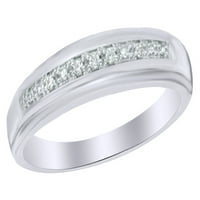 Bijeli prirodni dijamantski akcentni vjenčani prsten u 10k bijelo zlato
