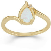 Stvorio Opal i stvorio bijeli safir 18kt zlata preko srebra kruškoliki prsten