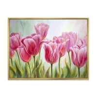Designart 'Blossoming Red and Pink Tulips Flowers' tradicionalni uramljeni platneni zidni umjetnički Print