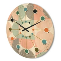 Designart 'pastelni kružni Retro uzorak II' Moderni drveni zidni sat sredinom vijeka