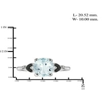 JewelersClub Aquamarine Prsten Birthstone Nakit-1. Carat Aquamarine 0. Srebrni prsten nakit sa crno-bijelim