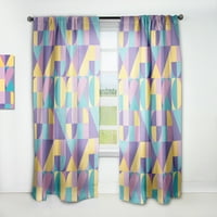 Designart 'Retro Geometric Pastel Abstract I' Mid-Century Modern Curtain Panel