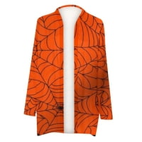 Symoidni ženski kaputi - majica s dugim rukavima Jesen Cardigan labav kardigan tiskana majica Cardigan Top Halloween Cardigan majica Orange XL