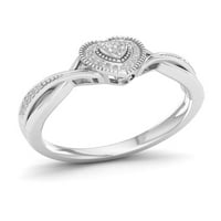 1 10ct TDW dijamant S Sterling Silver prsten za srce