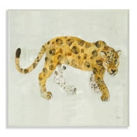 Stupell Industries Leopard luta velikom Mačjom životinjom akvarelna slika drvena ploča Mirande Thomas