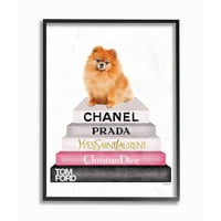 Stepell kućni dekor kolekcija akvarel visoke modne knjige Pomoranski pas uokviren giclee teksturisanom umjetnošću,