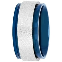 Muška nehrđajuća čelična plava IP Frozen Finish vjenčana traka-muški prsten