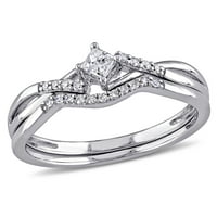 Miabella ženski karat T. W. Diamond Sterling Silver Crossover Svadbeni prsten Set
