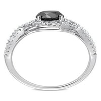 1-karatni T. W. crno-bijeli dijamant 10kt zaručnički prsten od bijelog zlata