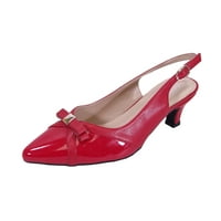 Sammy ženska široka širina Slingback niske pete kožne cipele crvene 11