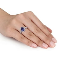 Miabella ženski 1-CT ovalno rezani tanzanit CT okrugli dijamantni 14kt oreol prsten od bijelog zlata