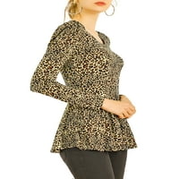 Jedinstvena ponuda ženska rastezljiva Peplum košulja leopard print bluza vrhovi