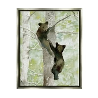 Stupell Medvjedići Se Penju Na Drvo Prirode Životinje I Insekti Slikarstvo Siva Plutač Uokvirena Umjetnost