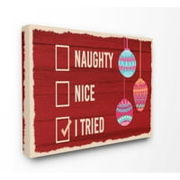 Stupell Industries Probao Sam Funny Red Wood Texture Holiday Christmas Word DesignCanvas Wall Art Umjetnika