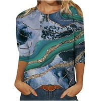 ICHUANYI ženska proljetna moda tiskana midredne rukave majice Bluza O-izrez casual tee vrhovi