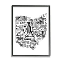 Stupell Industries Tipografski gradovi Ohio State Grafička umjetnost Black uokvirena umjetnost Print Wall