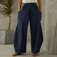 Hlače za žene Sport labave ležerne hlače Moda ispod $ dugačkih pukotinaca tamno plava S-6XL