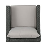 Noble House Estelle Vanjska pletena klupska stolica sa jastucima, Set od 2, Siva, Srebrna