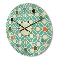 Designart 'Abstract Retro Pattern Design XVI' Mid-Century Modern Wood Wall Clock