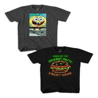 Spongebob Boys mood Patty neonska grafička majica kratkih rukava, 2 pakovanja, veličine 4-18