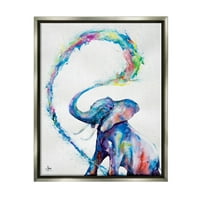 Moderne Rainbow Elephant Splash Životinje I Insekti Grafička Umjetnost Sjaj Siva Uokvirena Umjetnost Print