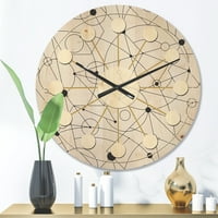 Designart 'Geometric Retro Grid III' Mid-Century Modern Wood Wall Clock