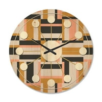 Designart 'Sažetak Retro geometrijski uzorak dizajn IX' Moderni drveni zidni sat sredinom stoljeća