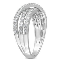 Miabella ženski karat bijeli kubni cirkonij Sterling srebrni Crossover prsten
