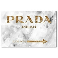 Runway Avenue Moda i Glam zidni umjetnički platneni otisci putnih znakova' Milano Zlato ' - Zlato , siva